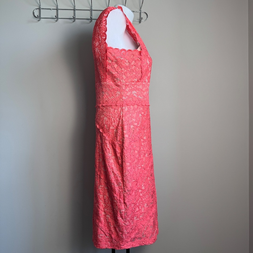Ivanka Trump Lined Floral Lace Over Sheath Dress Pink 6 Wedding Guest Graduation - Picture 4 of 16